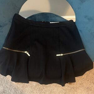 Michael Kors Black Skater Skirt with Zipper Accents